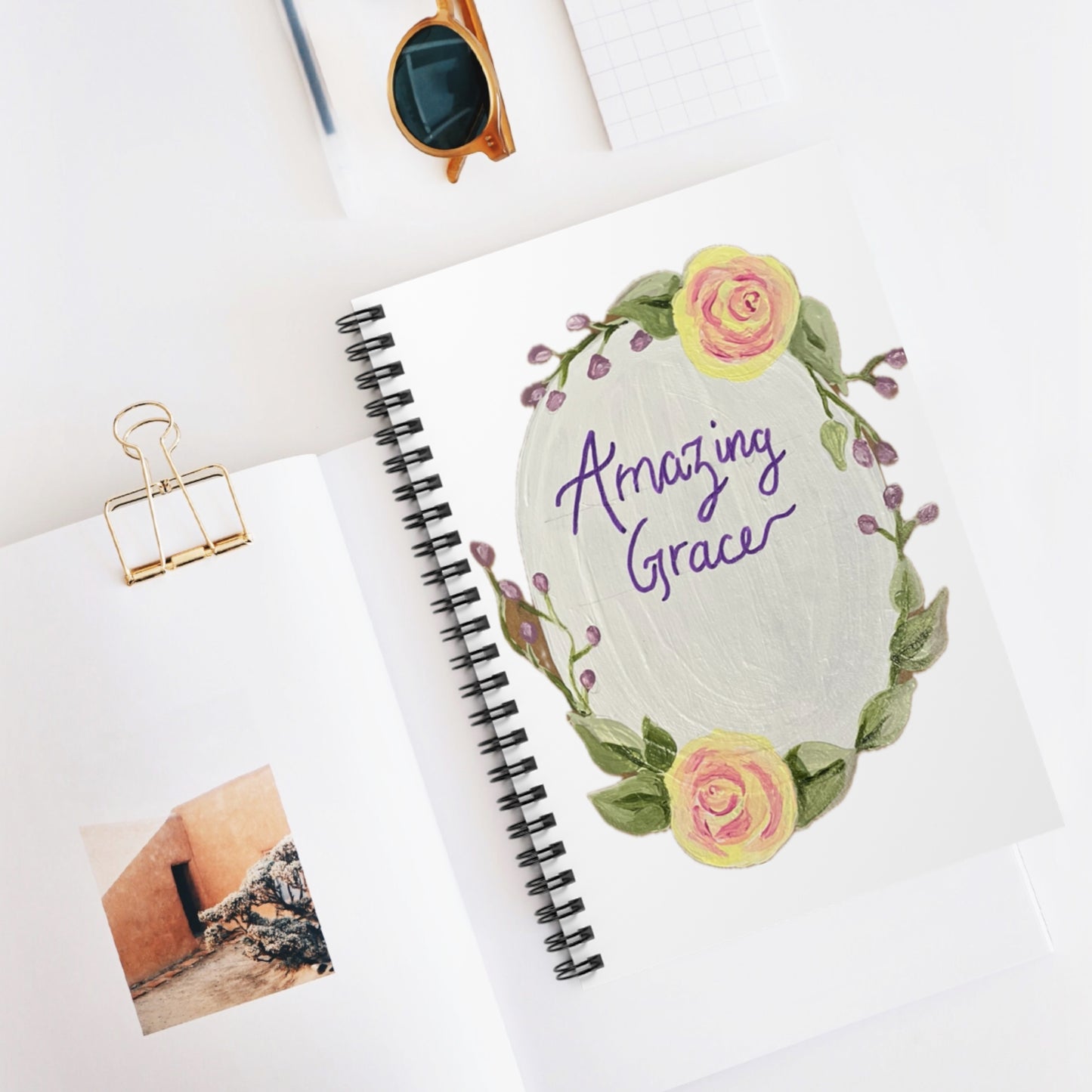 Amazing Grace White - Spiral Notebook - Ruled Line