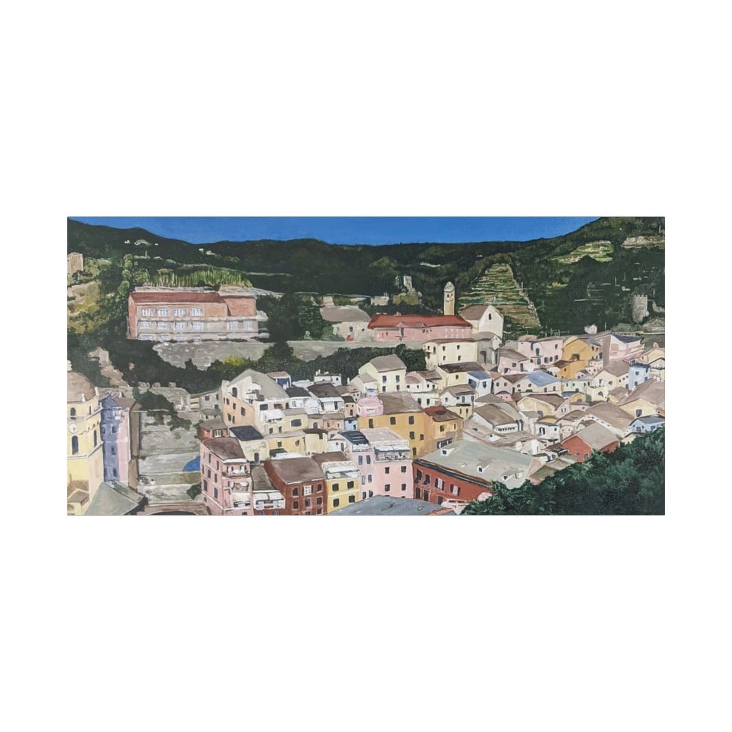 Artistic Stretched Canvas - Charming Italian Village Landscape