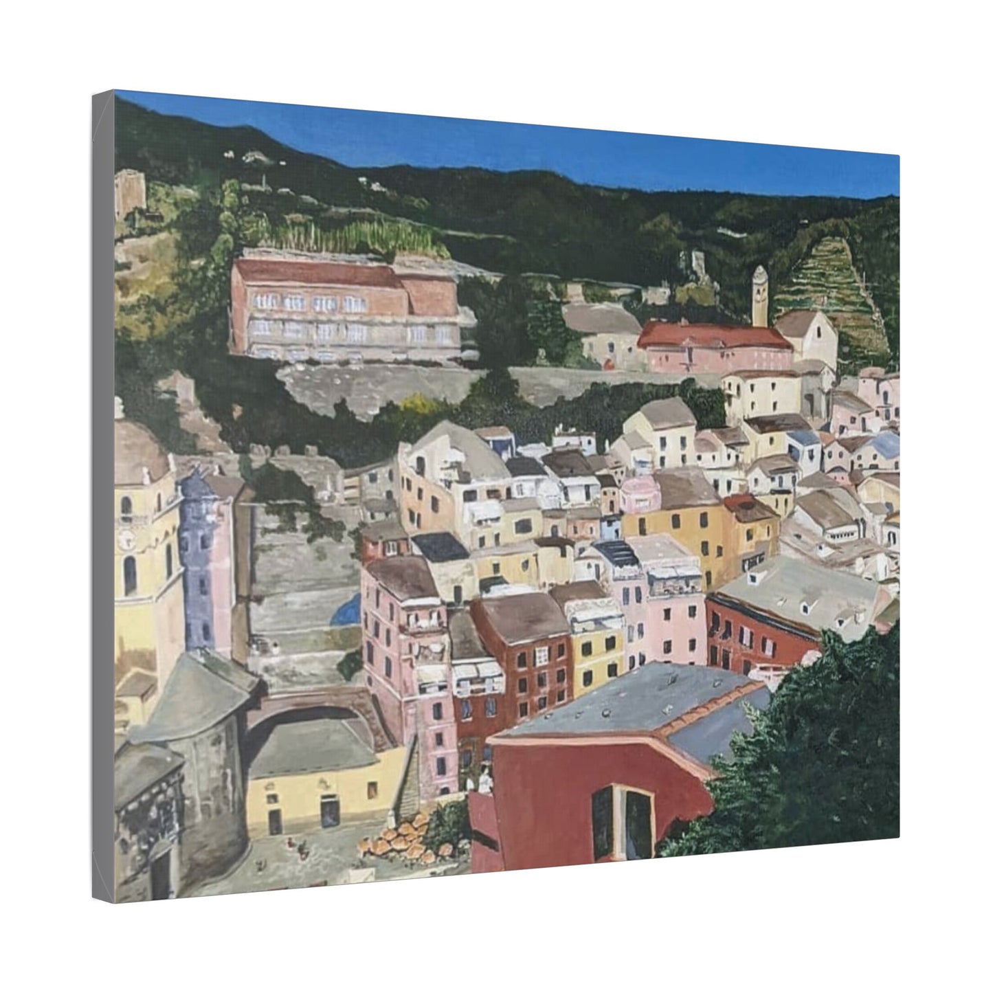 Artistic Stretched Canvas - Charming Italian Village Landscape