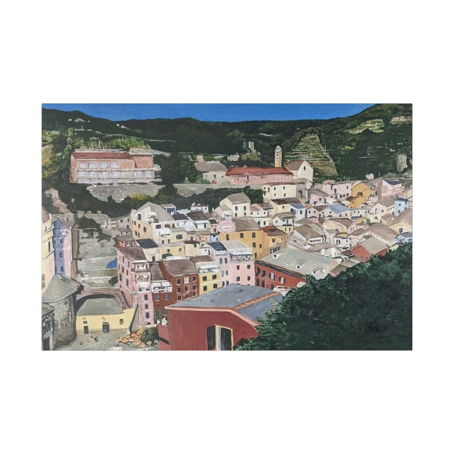 Artistic Stretched Canvas - Charming Italian Village Landscape