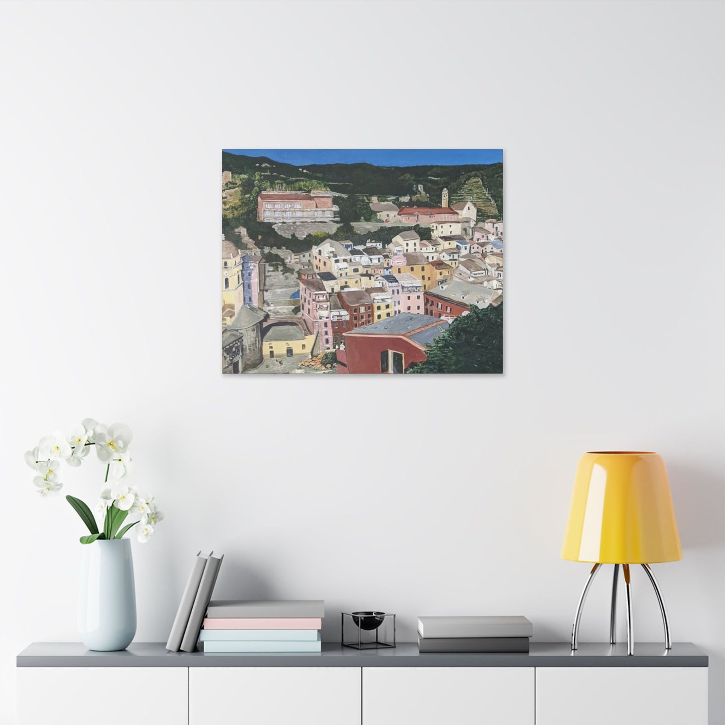 Artistic Stretched Canvas - Charming Italian Village Landscape