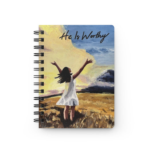 He Is Worthy Spiral Journal — Inspirational Christian Faith Notebook