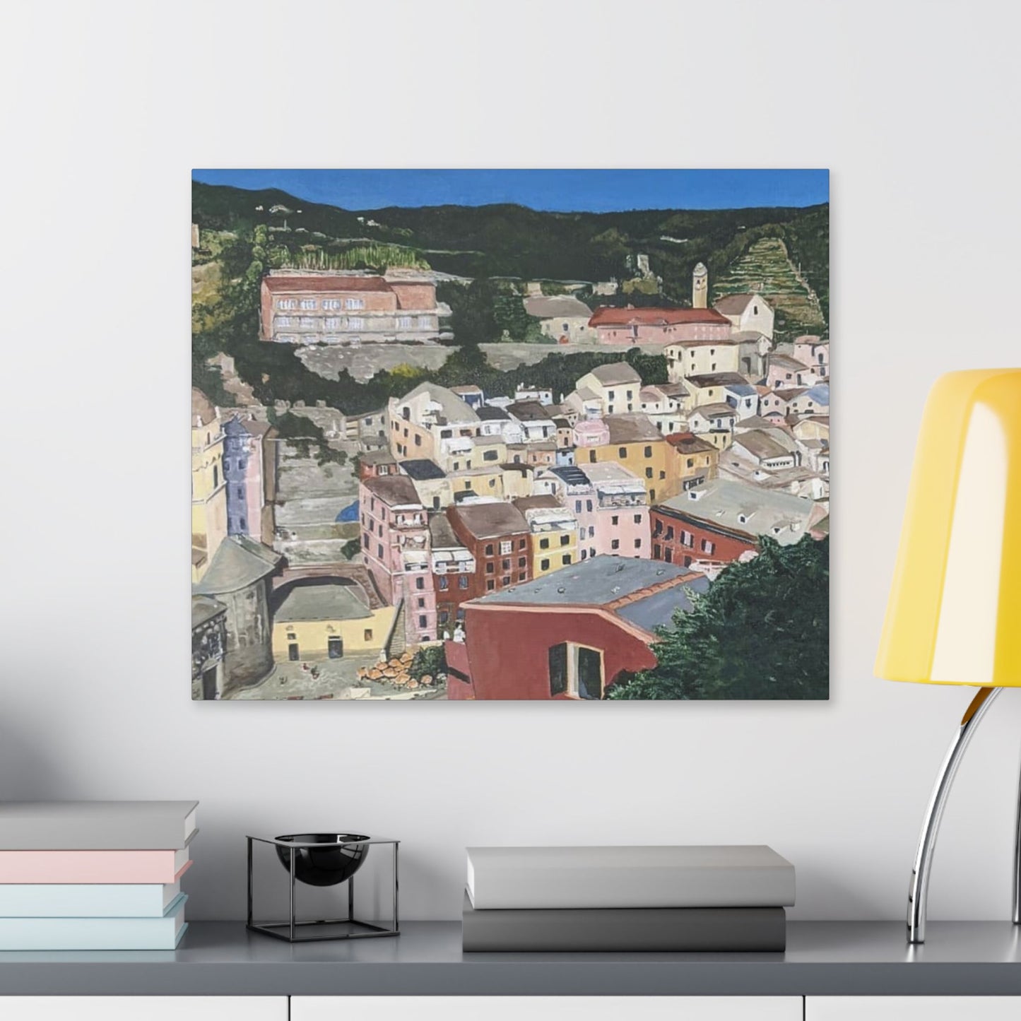 Artistic Stretched Canvas - Charming Italian Village Landscape