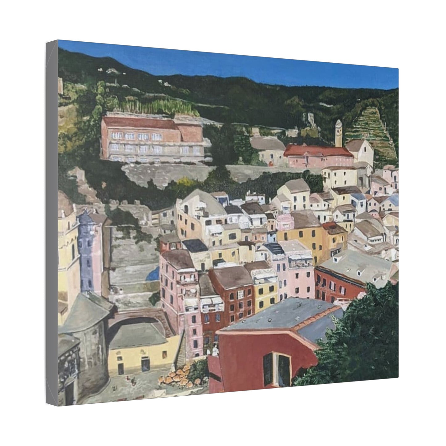 Artistic Stretched Canvas - Charming Italian Village Landscape