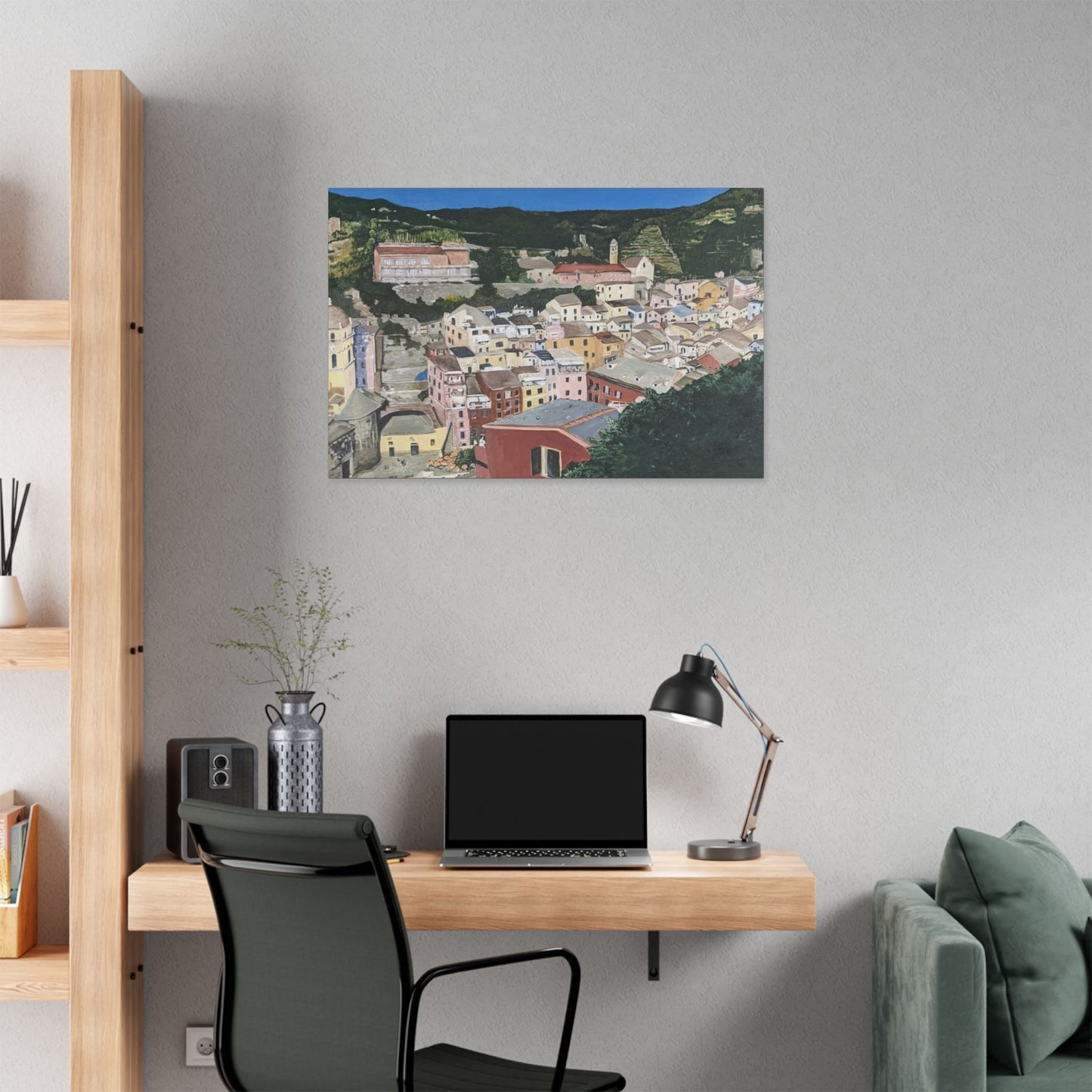 Artistic Stretched Canvas - Charming Italian Village Landscape