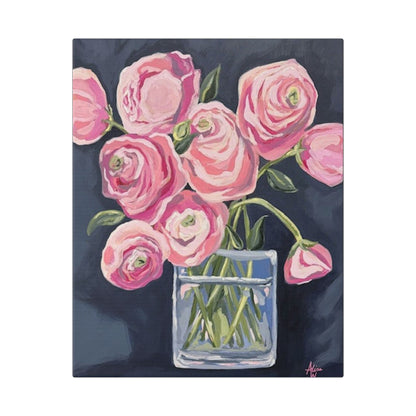 Floral Canvas Wall Art - Pink Ranunculus Bouquet Decor for Home