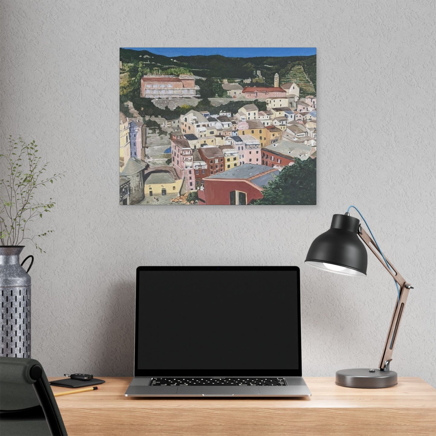 Artistic Stretched Canvas - Charming Italian Village Landscape