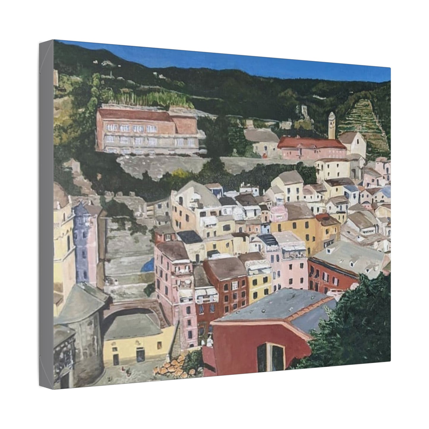 Artistic Stretched Canvas - Charming Italian Village Landscape