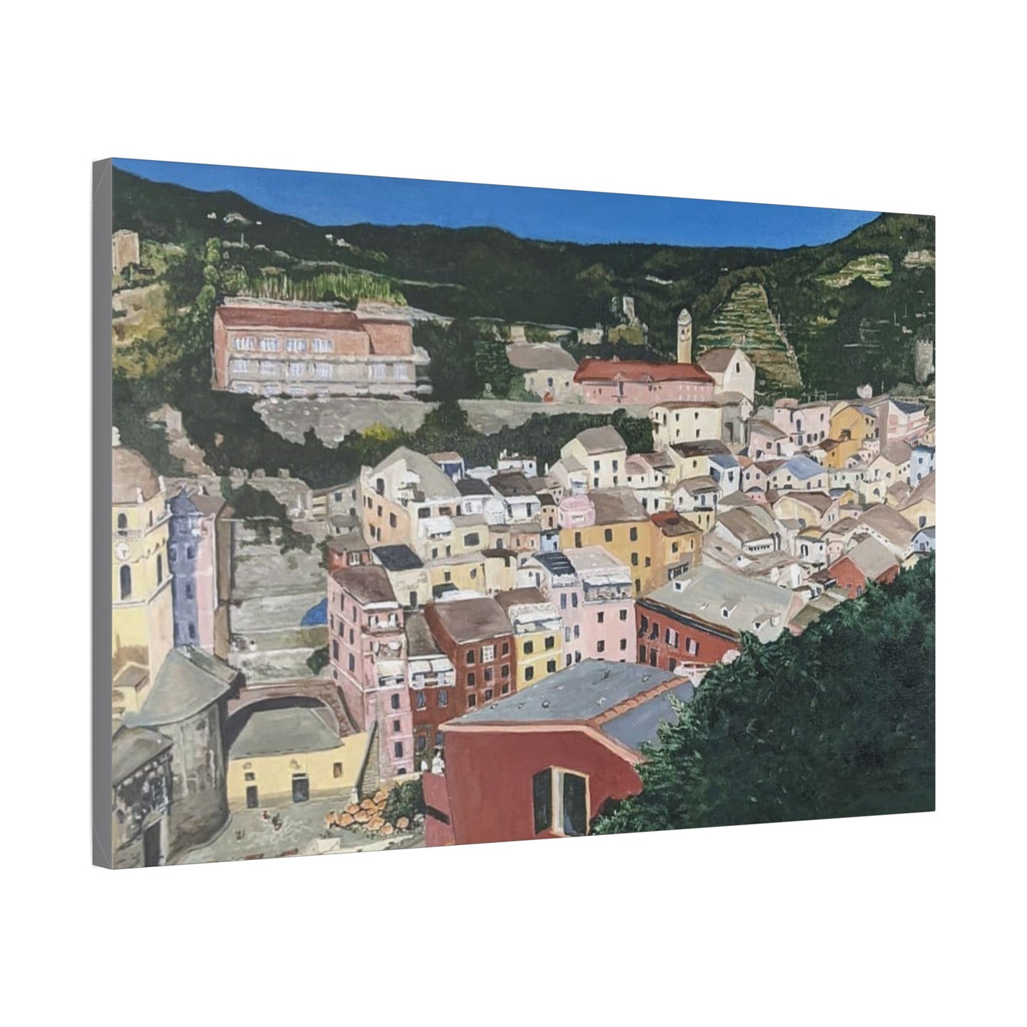 Artistic Stretched Canvas - Charming Italian Village Landscape