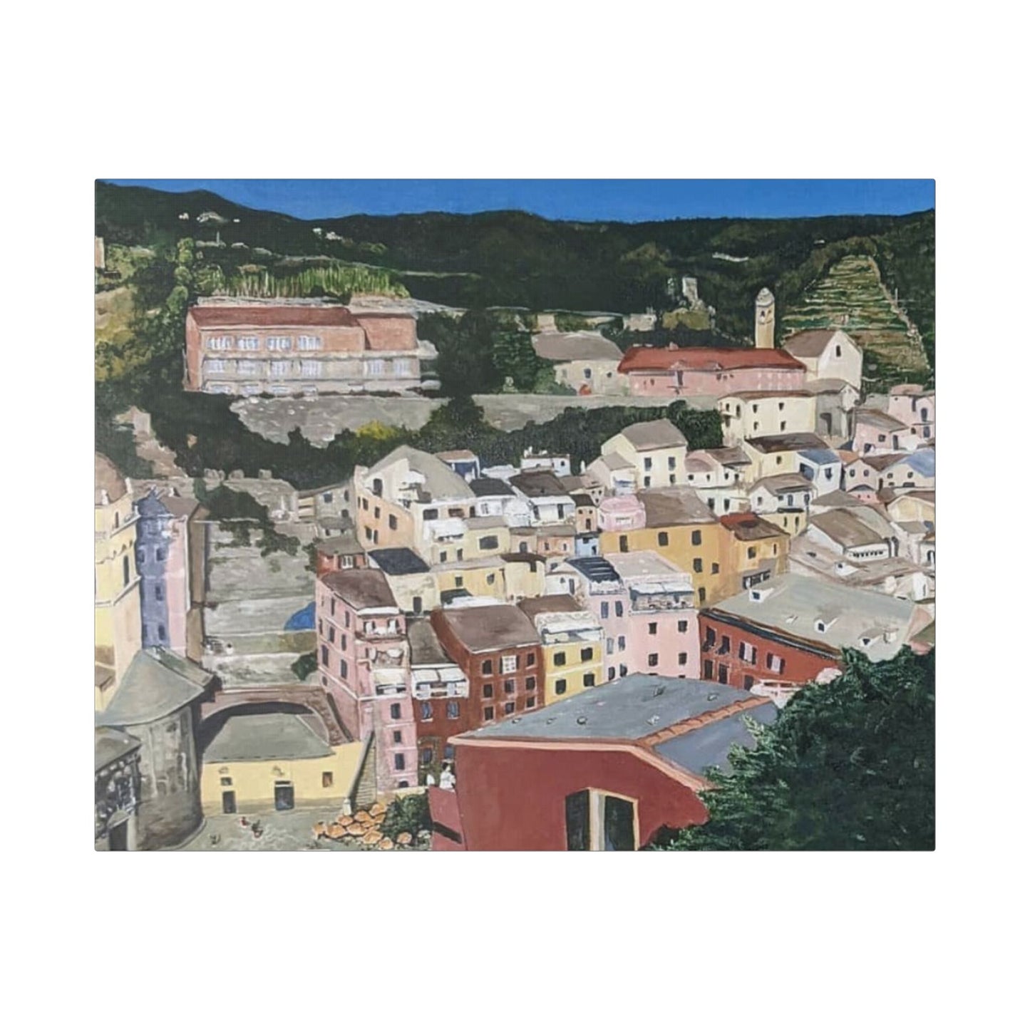 Artistic Stretched Canvas - Charming Italian Village Landscape