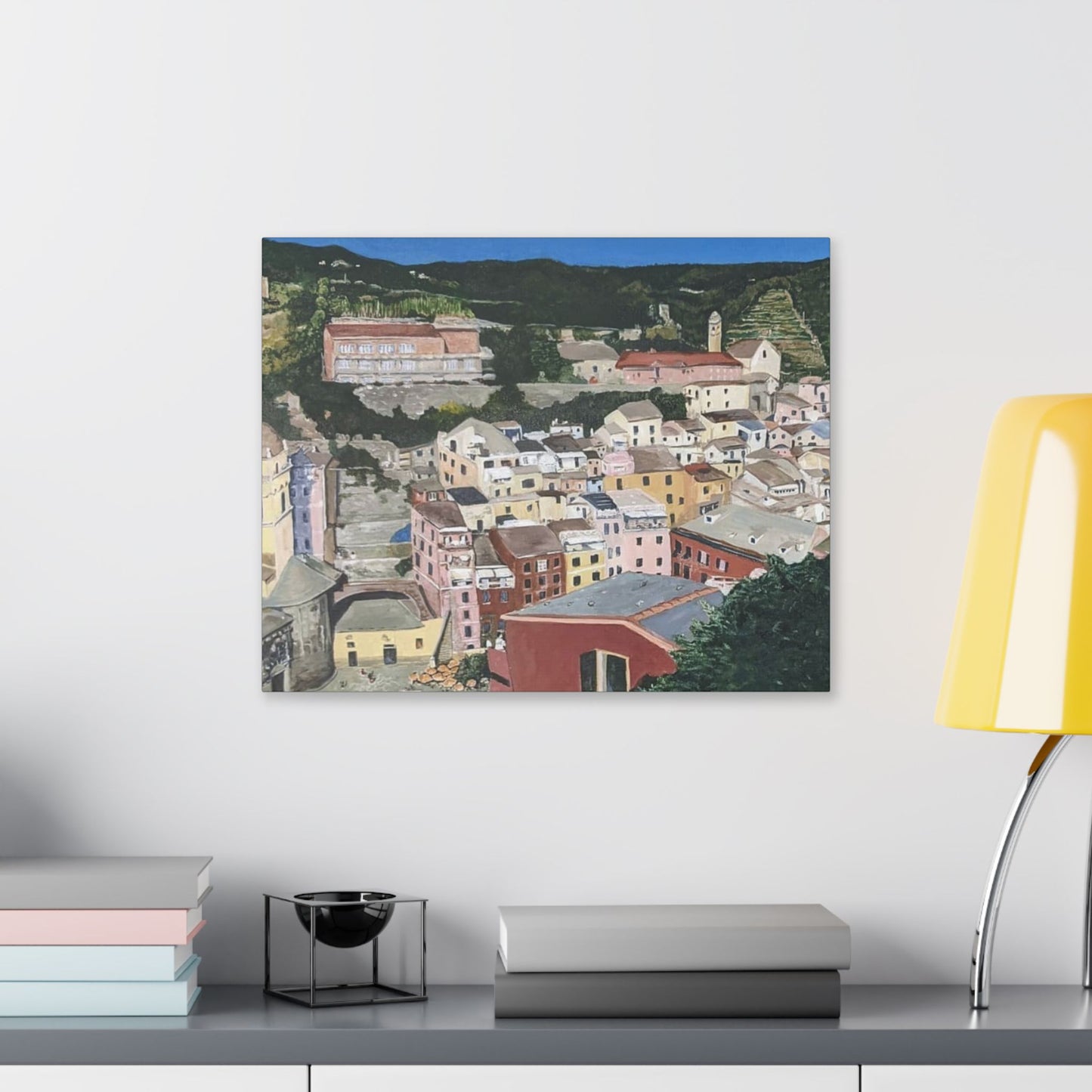 Artistic Stretched Canvas - Charming Italian Village Landscape