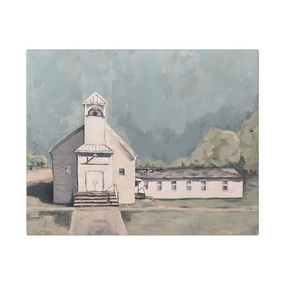 Rustic Church Canvas Art - Classic Stretched Landscape Painting for Home Decor