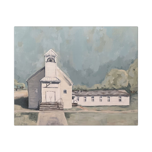 Rustic Church Canvas Art - Classic Stretched Landscape Painting for Home Decor