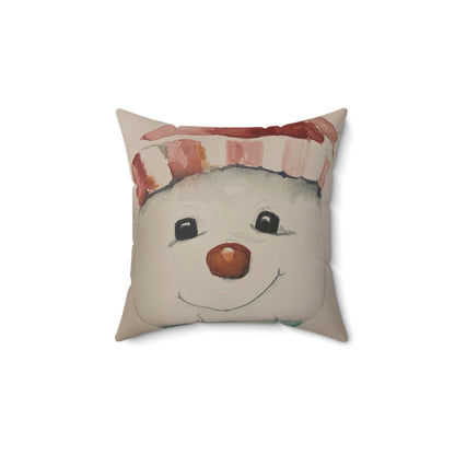 Snowman - Spun Polyester Square Pillow