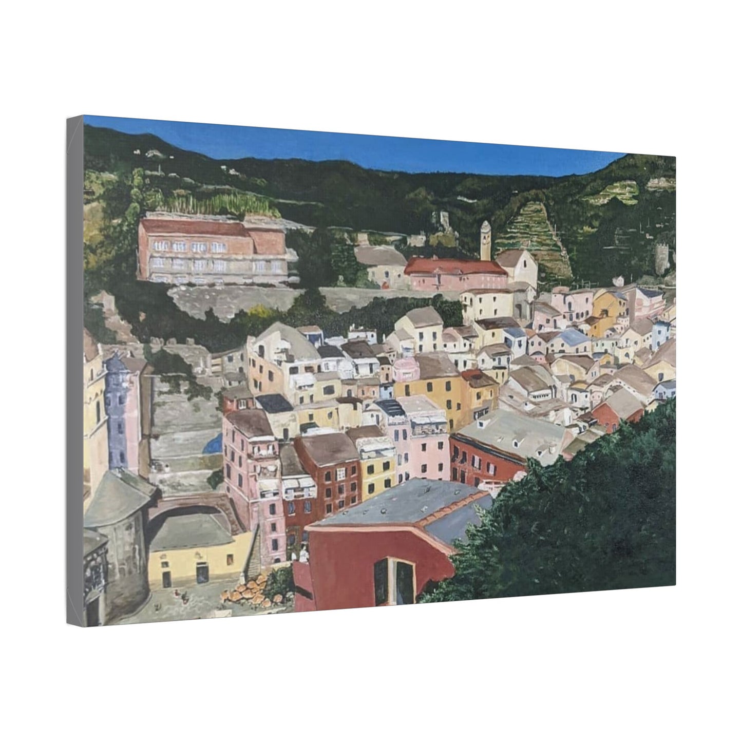 Artistic Stretched Canvas - Charming Italian Village Landscape