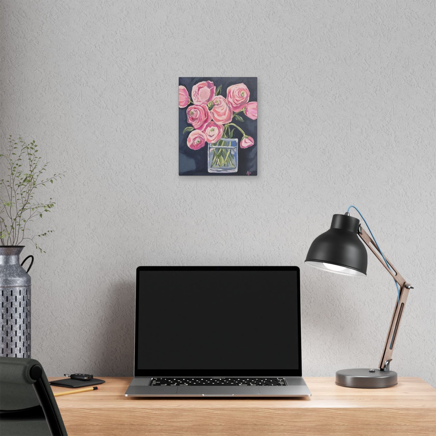 Floral Canvas Wall Art - Pink Ranunculus Bouquet Decor for Home
