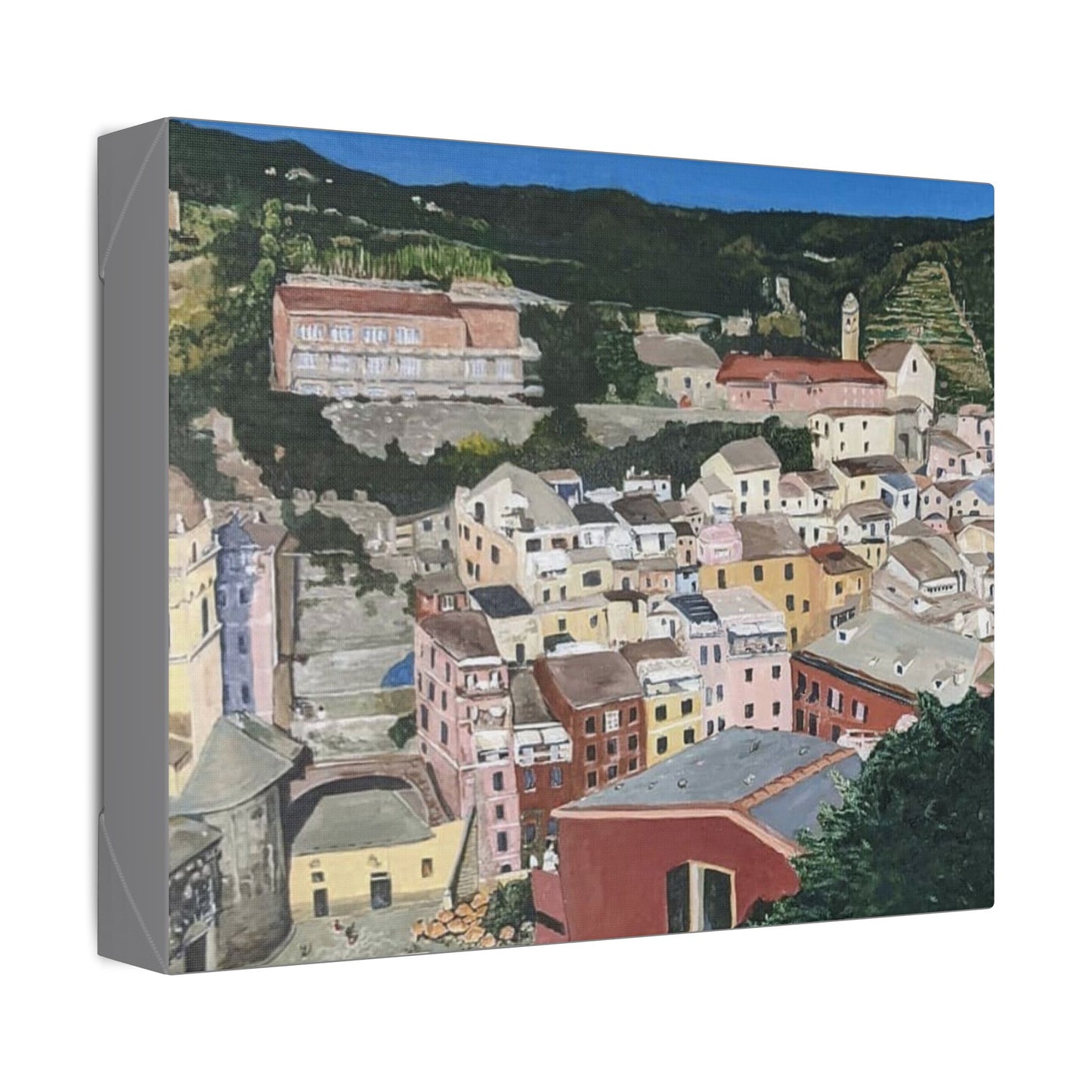 Artistic Stretched Canvas - Charming Italian Village Landscape