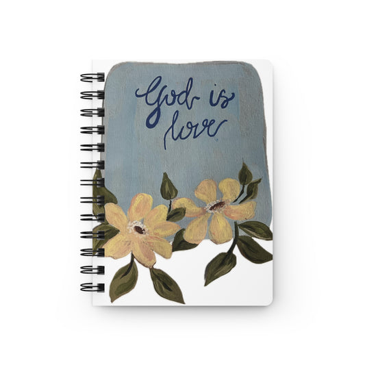 God Is Love Floral Spiral Journal — Faith-Inspired Notebook
